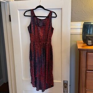 Aqua Red and Black Patterned Dress
